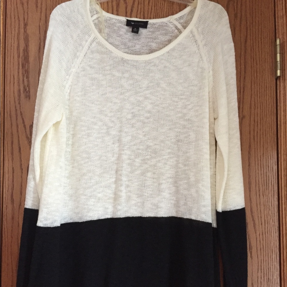 White and Black long sleeve sweater